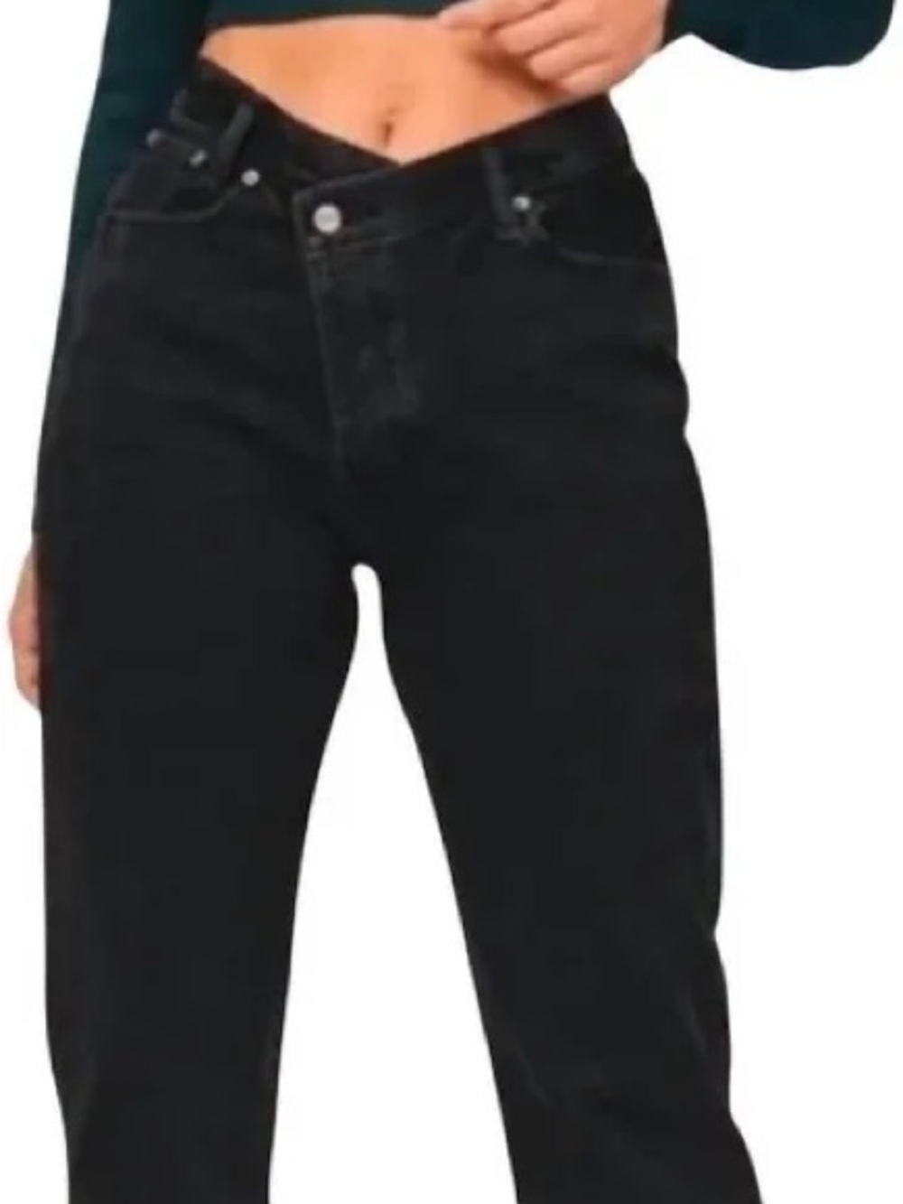 Abercrombie & Fitch The Dad High-Rise Distressed Black Jeans